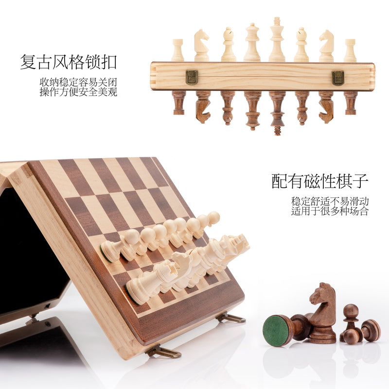 Jusenda 15&quot;x15&quot; Beech Wood Chess Set Luxury Large Backgammon Set With Carrom Board High Grade Professional Board Game Checkers