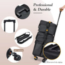 Professional Makeup Case, 2in1 Travel Rolling Case Soft Sided Cosmetology Train Case with Wheels Makeup Artist Cosmetic Organize