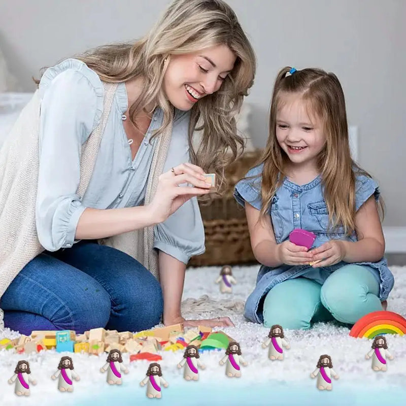 24/50/60pcs Mini Jesus Statue Easter Decoration Jesus Toys Figure Christ Religious Savior Jesus Doll Easter Supplies