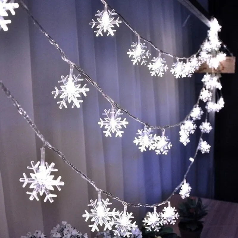 LED Snowflake Star Ball String Fairy Lights Garland Christmas Lights Decorations for Home Holiday Wedding Room Decor Waterproof