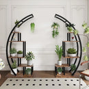 Plant Stand Indoor 2 Pack, 5 Tier Half Moon Plant Shelf, Tall Metal Large Plant Stands, Stylish Tiered Flower Storage Rack