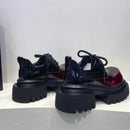 The Crimson Contour | Italian-Inspired Patent Leather Loafers with Architectural Sole