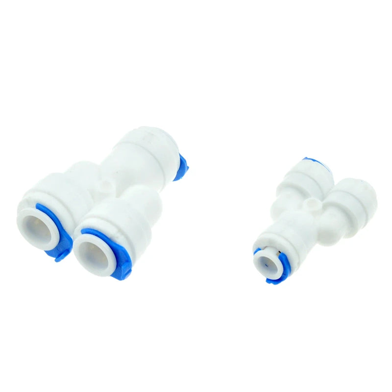 Reverse Osmosis System Y Fitting Quick Coupling Equal 3 Way 1/4" 3/8" OD RO Water Hose Tube Plastic Coupling Connector