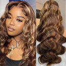 Highlight Body Wave 13x4 Lace Front Human Hair Wig Piano Pre Plucked P427 Blonde Colored HD 13x6 Lace Frontal Wigs for Women