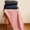 Inyahome Knitted Chunky Throw Blankets for Couch and Bed Soft Cozy Knit Blankets with Tassel Farmhouse Warm Woven Blankets Pink