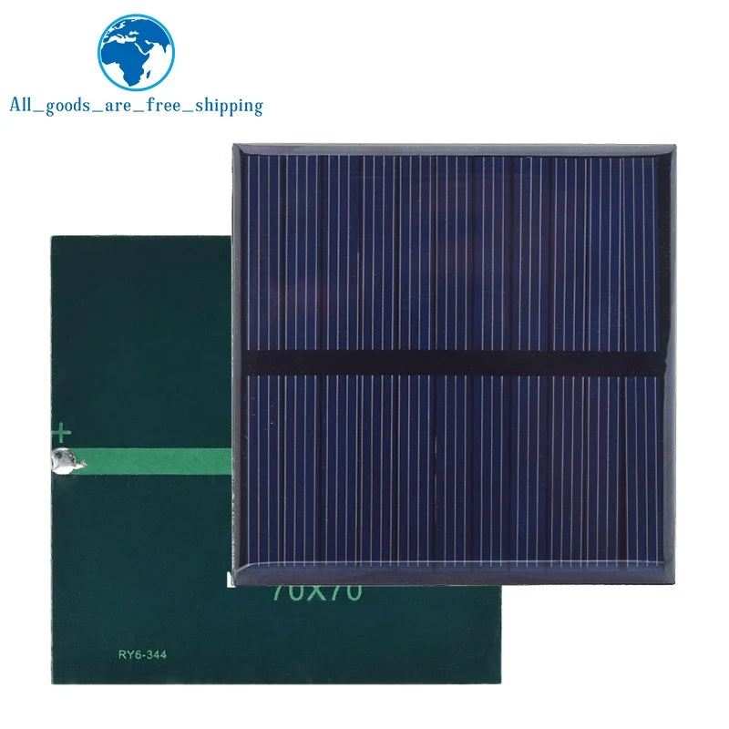 TZT 5.5V 110mA 0.55W Solar Panel Polycrystalline 70*70MM Mini Sunpower Solar System DIY for Battery Cell Phone Charger