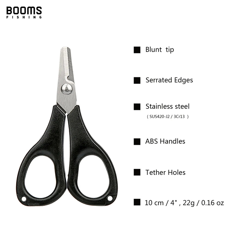 Booms Fishing S01 Braid Line Scissor Fishing Line Scissors with Retractable Badge Holder Carabiner Tackle Boxes Accessorie
