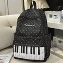 New Large Capacity Polka Dot Backpack Multifunctional Lightweight Piano Key Backpack Black Piano Mochilas Sports