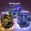 5M/10M/20M LED light string green copper wire Christmas fairy light camping garden terrace party wedding New Year USB battery bo