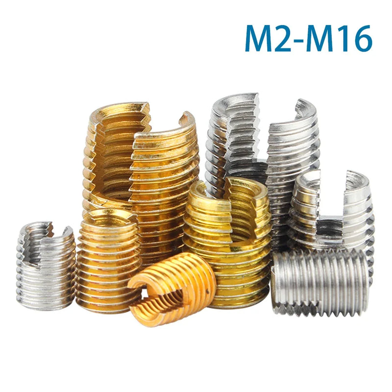 2-10Pcs M2 M2.5 M3 M4 M5 M6 M8 M10 M12 M14 M16 Self Tapping Thread Insert Screw Bushing Slotted Type Thread Repair Inset