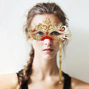 Metal Fancy Elegant Party Masque with Handheld Stick Half Face Venetian Masque with Rhinestones for Women Men Prom Masquerade