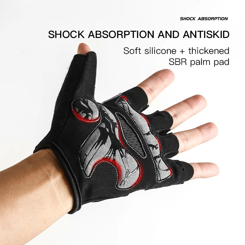 Half Finger Sports Cycling Gloves Breathable Sweat Non-Slip Wear MTB Gloves Fitness Gym Riding Motorcycle Gloves Men Black