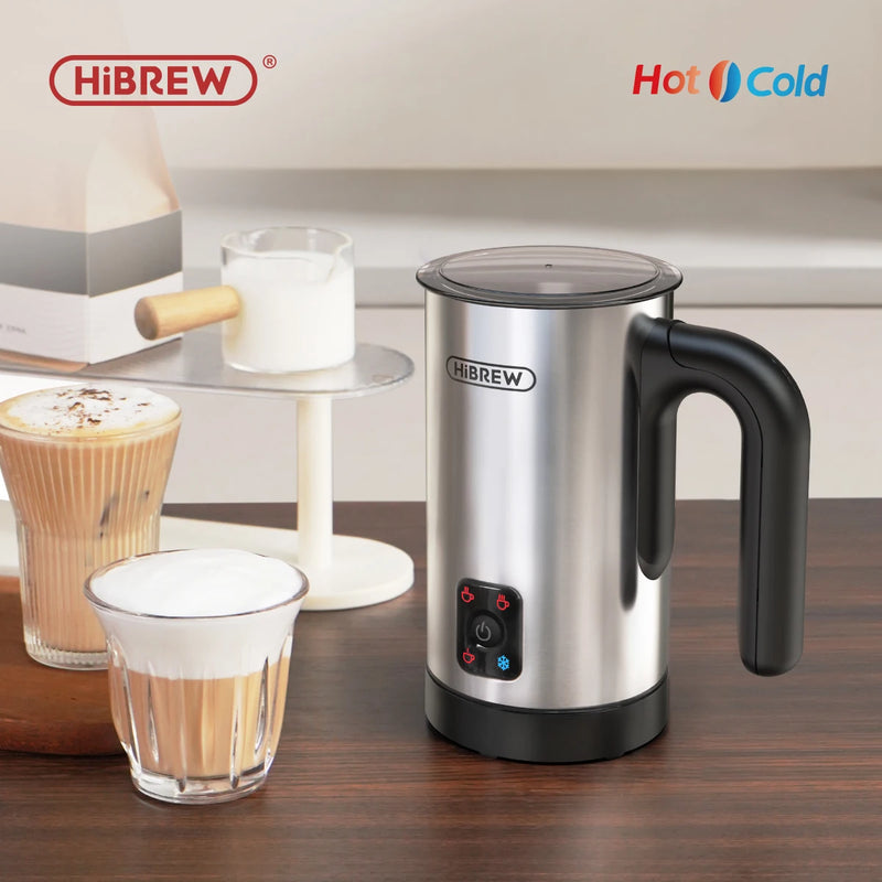 HiBREW 4 in 1 Milk Frother Frothing Foamer Fully automatic Milk Warmer Cold/Hot Latte Cappuccino Chocolate Protein powder M3A