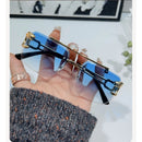 Fashion Metal Leopard Rimless Sunglasses Double Bridges Gradient Ocean Film Shades