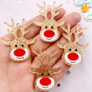 6PCS Colorful Glitter Rainbow Golden Christmas Deer Head Flat back Acrylic Sheet Miniature Pattern Applique DIY Decor Art Crafts