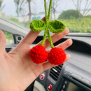 Cute Cherry Kawaii Flower Car Mirror Hanging Charm Fruit Decor Teens Interior Rear View Mirror car Accessories for Women