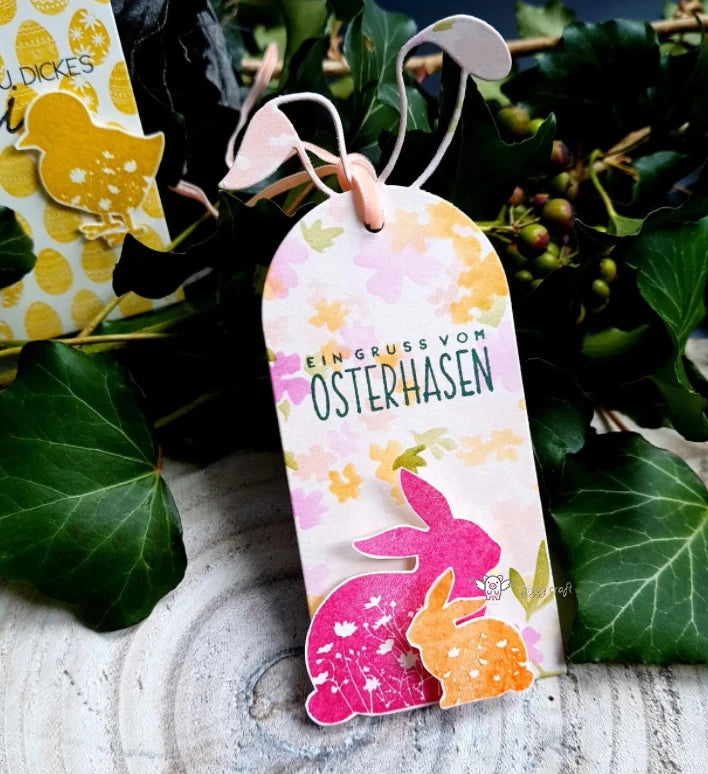 Piggy Craft metal cutting dies cut die mold Easter Bunny Tag Scrapbook paper craft knife mould blade punch stencils dies