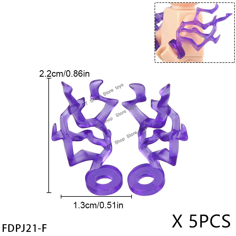 5PCS Cartoon Special Effects Pieces Arm Fist Wind Lightning Leg Flames Weapons Accessories Assemble Scene Bricks Kids for Toys