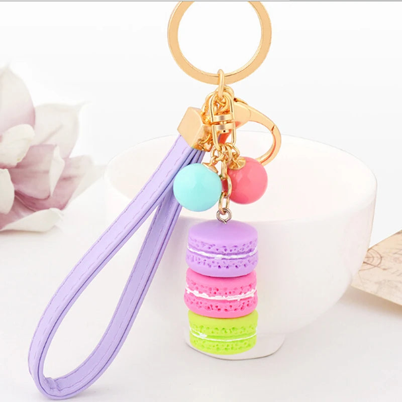 EASYA France Paris Cute Macaroon Effiel Tower Macarons Keychain Colorful Keyring Bag Pendant Car Charm Key Holder