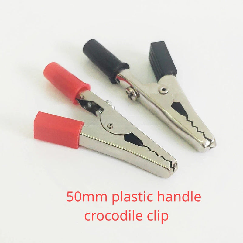 10pcs/lot Alligator Clips Crocodile clip 50mm Plastic Handle Test Probe Metal Connector Socket battery Plug Electirc testing