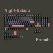Night Sakura Pbt Keycaps Cherry Profile Japanese Korean Russian German Spanish Arabic French Big Set Key Caps For Mx Switches
