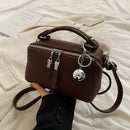 Classic Black Square Handbags for Women Autumn New Versatile Small Single Shoulder Crossbody Bags with Elegant Ball Pendant