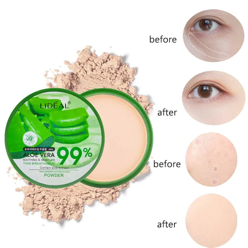 99% Aloe Vera Softening Powder Waterproof Moisturizing Concealer  Foundation Fixed Make Up Oil Control Facial Makeup Cosmetics