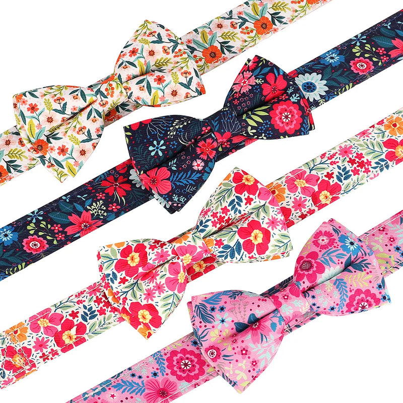 Floral Printed Nylon Dog Collar Adjustable Spring Dog Necklace Collars With Bowknot For Small Medium Large Dogs Pug Chihuahua