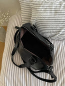Large Capacity Black Shoulder Bags For Women Large Shopper Bag Solid Color Soft Leather Crossbody Handbags Lady Travel Tote bags
