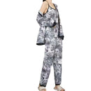 Women's Four-Piece Ink Painting Pajamas Women's Fashion Spring, Autumn And Summer Loose And Comfortable Printing Ladies Homewear