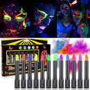 12 Pieces UV Neon Face Painting, Glow in the Dark Under UV Lights Face Painting Crayon SticksMardi Gras Party Halloween Makeup