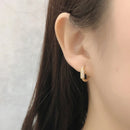 925 Sterling Silver Ear Needle Geometry Square Hoop Earring for Women Simple Double Round Pendant Huggie Earrings Jewelry Gift