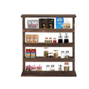 Rustic Torched Wood Wall Mounted 4-Tier Spice Rack Hanging Spice Shelf Storage Jars Stand Organizer