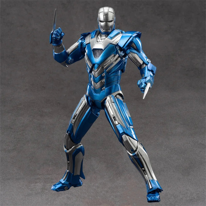 Original ZD Toys Iron Man Action Figure 18cm Mark30 Blue Steel War Machine Tony Stark Model collecting toys