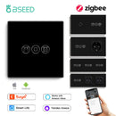 BSEED Zigbee Rollladenschalter Smart Licht Wandschalter Elektrische Jalousienschalter mit EU-Steckdose Unterstützung Tuya Smart Life Alexa