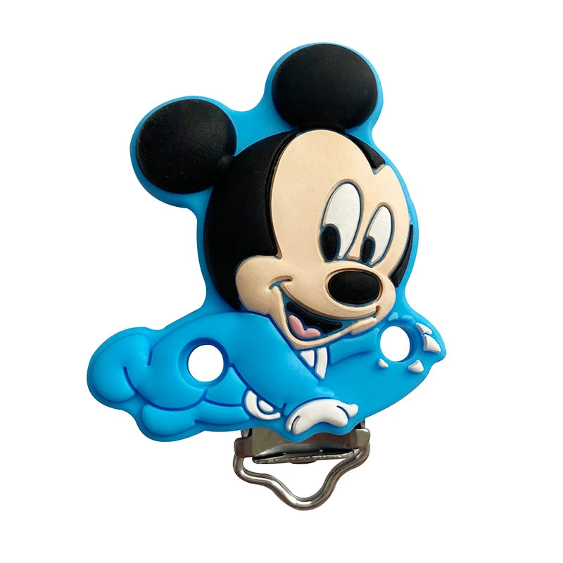 1/3/10pcs Silicone Teether Cartoon Disney Mickey Head Animal Food Grade DIY Baby Teething Teether Toy Accessories Ring