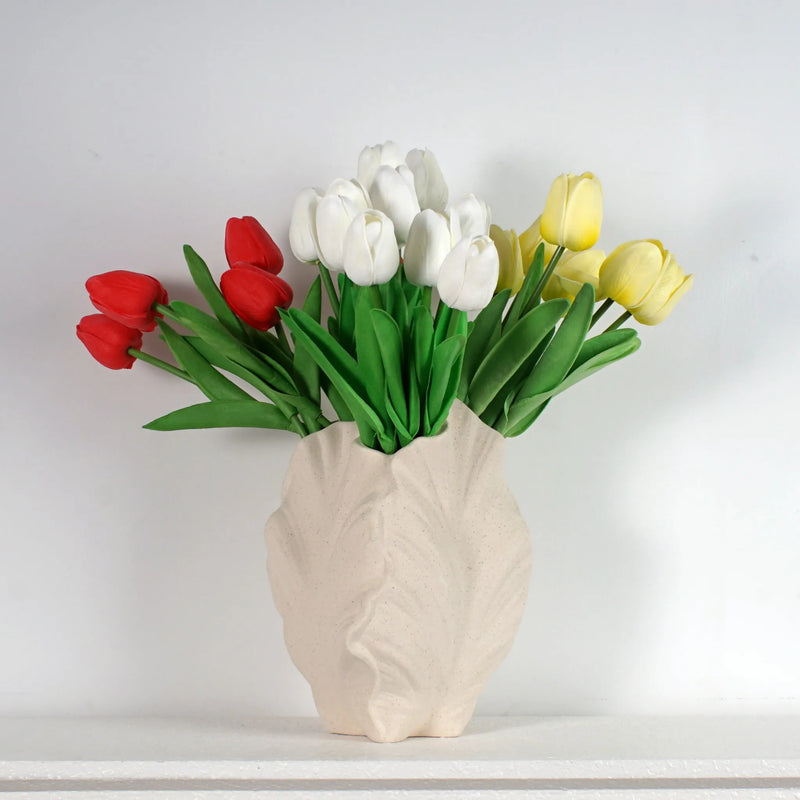 CAPIRON Ceramic Leaf shape Vase for Pampas Grass Dried Flower Nordic Modern Centerpiece Decoration INS Home Design Dinning Table