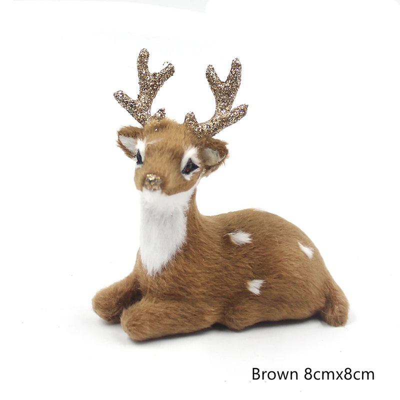 Simulation Christmas Deer Model Favor Xmas Home Decoration Craft Ornaments Display Table Reindeer Elk Animal Miniatures Kid Gift