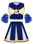 Women's Sexy Cheerleader Uniform Costume Skirt Pompoms Stage Music Performance Party Party Student Dress Christmas Halloween