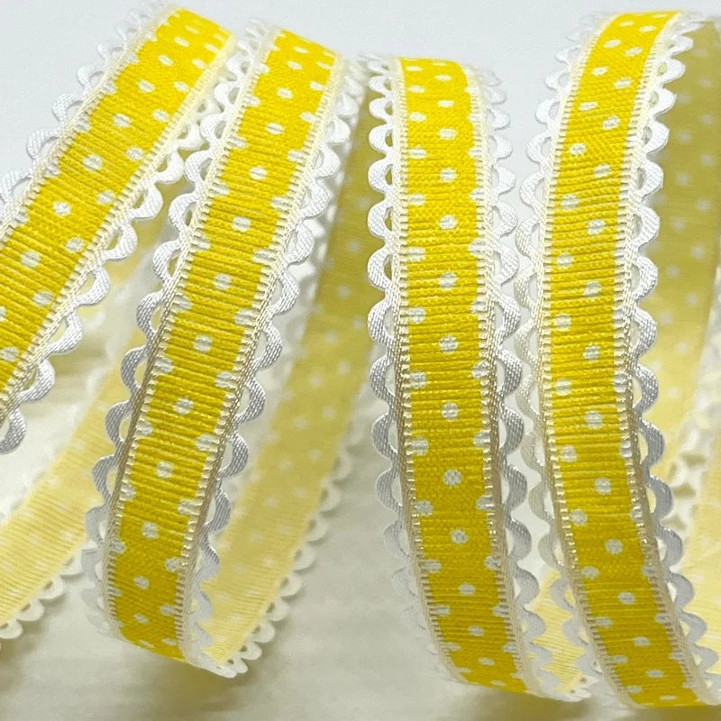 2cm 5Yards Dots Printed Embossed Ribbon For Handwork DIY Craft Bows Scrapbook Easter Wedding Christmas Deco Gift Floral Packing