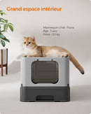 Feandrea Hidden Cat Litter Box, Cat Litter Tray with Hood, Slide-Out Tray, Scoop, Brush, Spacious for Large Cats