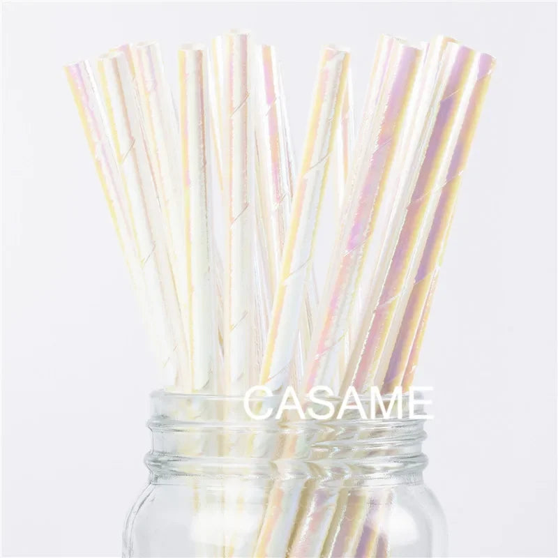 25 pcs lridescent Straws carnaval Party Wedding Decoration Kids Birthday Baby Shower Christmas Frozen Supplies party