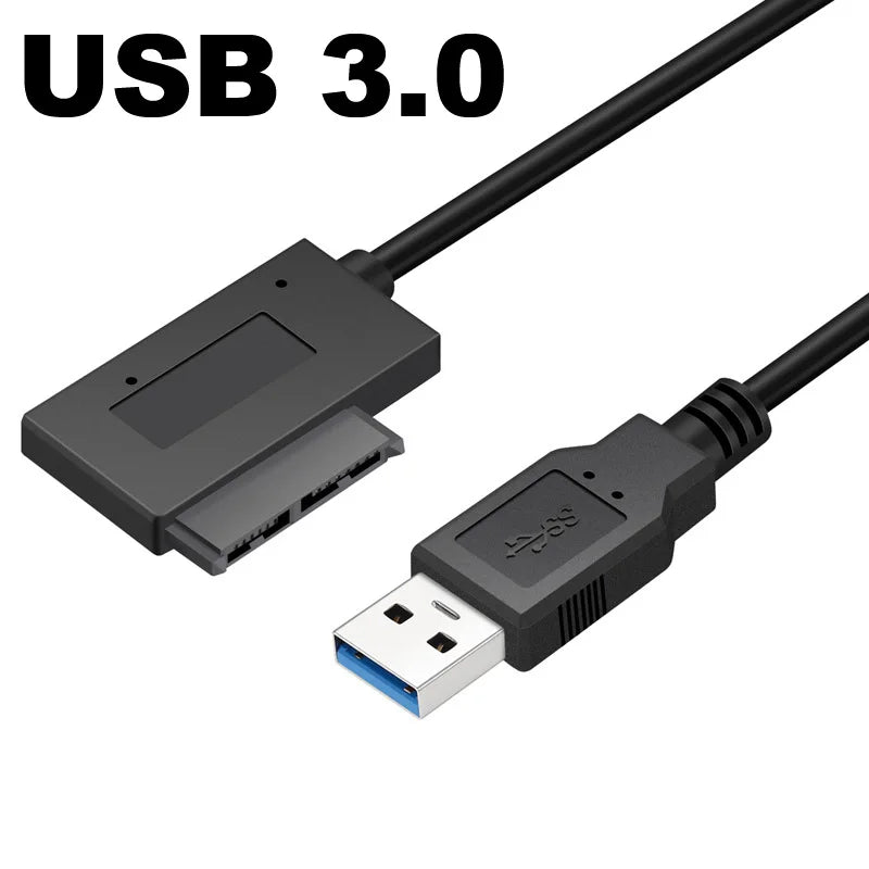 USB 3.0 to Mini SATA II 7+6 13 Pin External Cable For PC Laptop Notebook CD/DVD ROM Slimline Slim Power Supply Adapter Converter