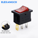 5 PCS/LOT 12Models KCD1 Series  21*15mm 3/4/6Pin Boat Car Rocker Switches 6A/250VAC 10A/125V AC With Red Green Lamp Switch