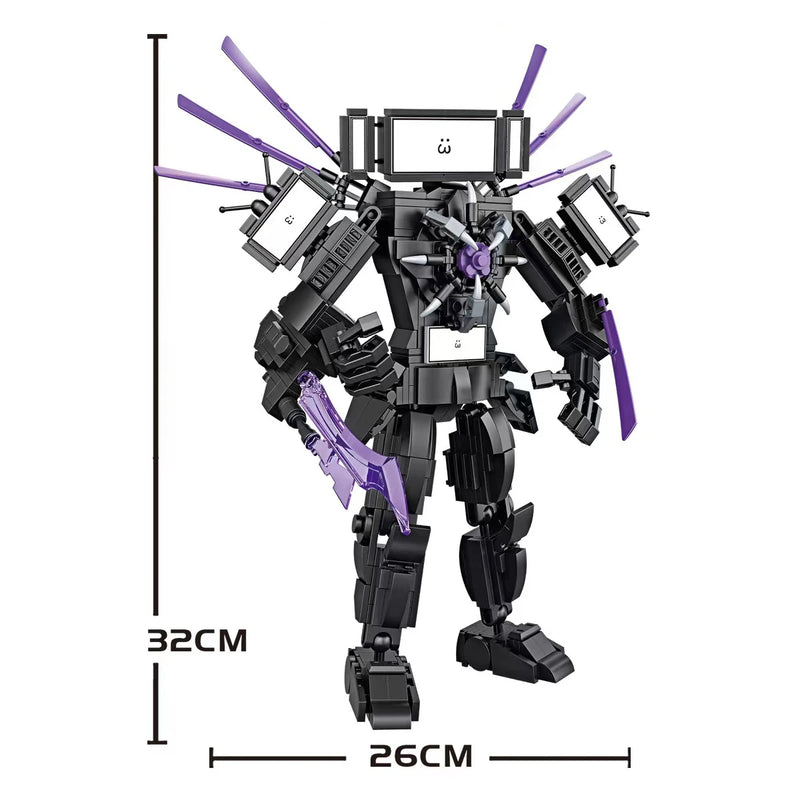 MOC Dark Tv Man Plus Skibidi Toilet Man Building Blocks Toys Titan Clock Man Female Model Diy Gift Toys For Children Kids
