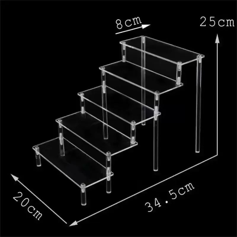 1-5 Tier Acrylic Transparent Ladder Display Stand Model Figure Anime Character Clear Riser Rack Cup Cake Doll Tiered Organizer
