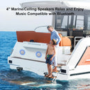 Herdio 4 Inches Waterproof Marine Bluetooth Ceiling Speakers For Bathroom Kitchen Home Outdoor Camper Golf Cart Boat with Flush