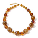 Yhpup New Arrivals Simulated Pearls Resin Acrylic Round Beads Chain Handmade Necklace Stainless Steel Trendy Jewelry Waterproof
