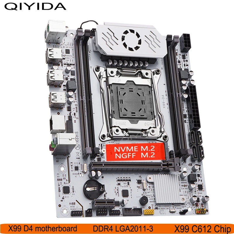 QIYIDA X99 Motherboard Set LGA 2011-3 Kit Xeon E5 2650 V4 CPU Processor With 16GB DDR4 ECC RAM Memory SSD NVME M.2 X99 C612 chip