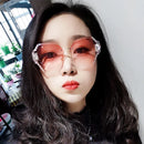 New Fashion Women's Borderless Diamond Trimmed Sunglasses Women Street Photo Eyewear Outdoor UV Protection Sun Glasses UV400